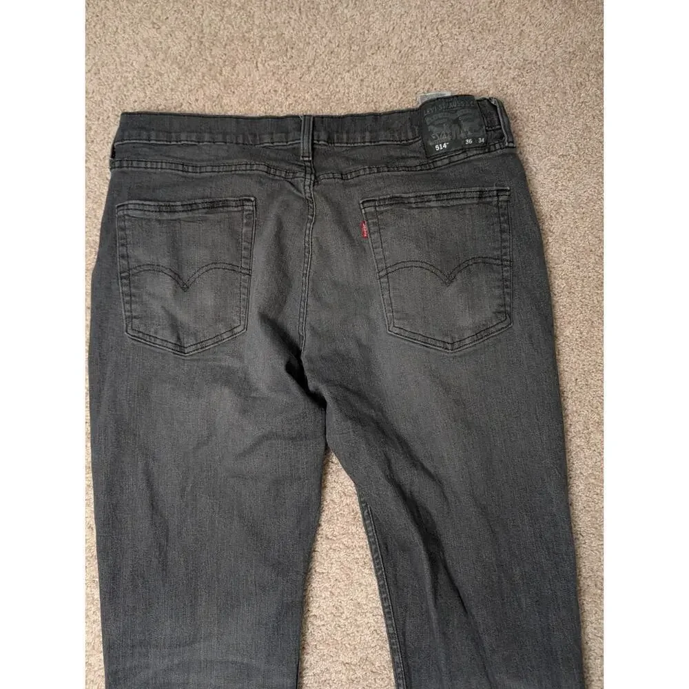 LEVI'S 514 Men's Jeans/Pants size 36X34; Washed Black Denim, straight Leg, Flex